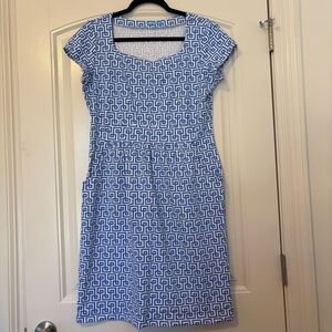 J. McLaughlin Emma Dress Catalina Blue White Summer Print Women’s Size Large